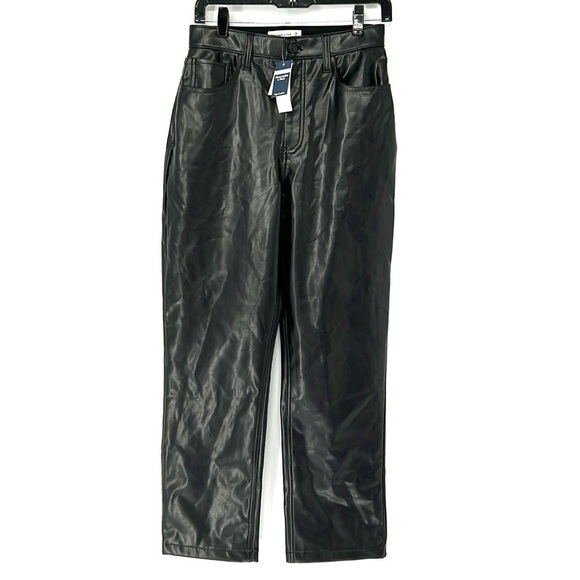 Abercrombie & Fitch NWT 90’s straight pleather pants 28 short - Picture 1 of 10